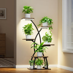 JUSTOGO front view of 6-tier plant stand showing compact corner display and space saving