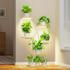 JUSTOGO front view of full plant stand showing space-saving tiers and lighting