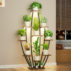 JUSTOGO front view of 10-tier plant stand showing organized vertical greenery and space saving