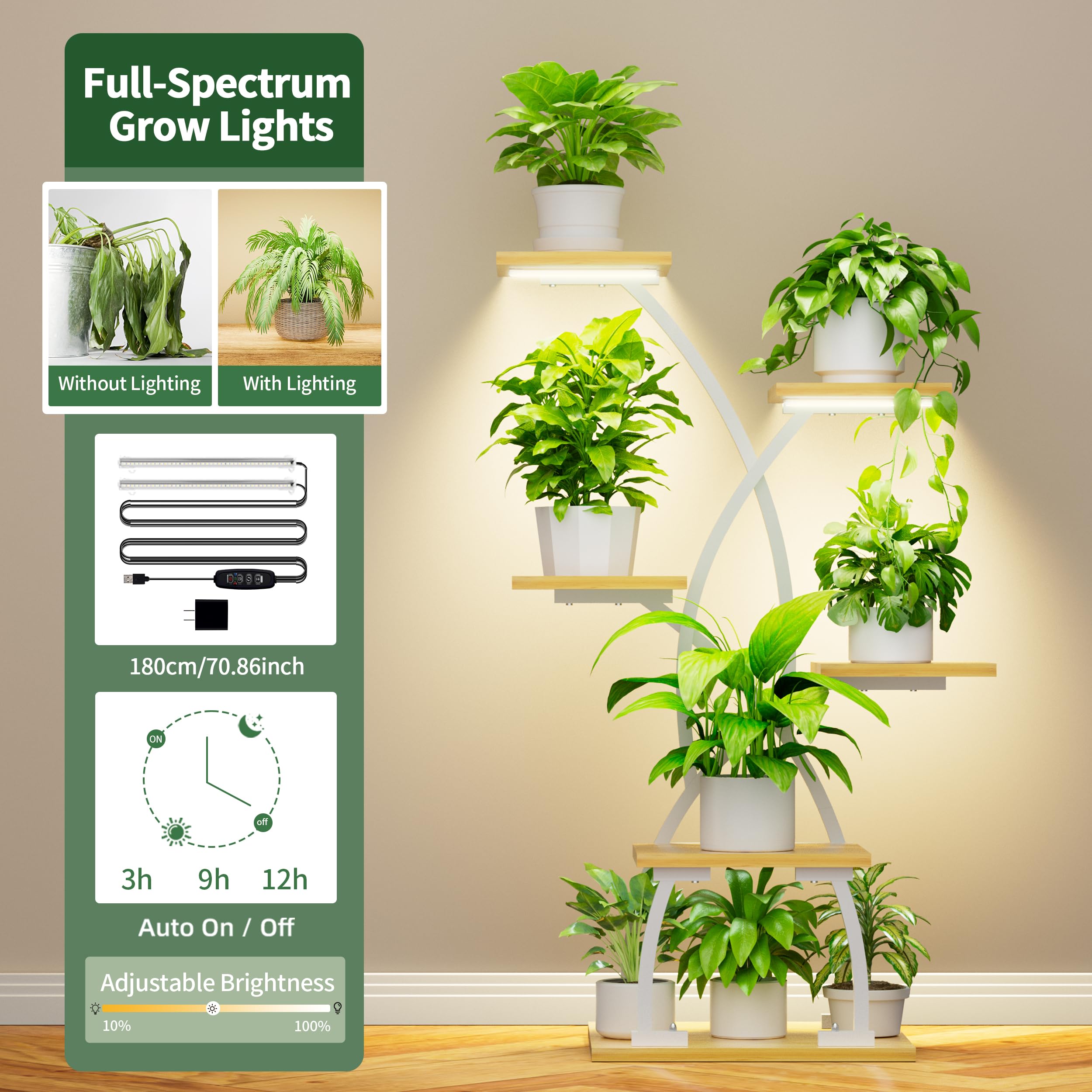JUSTOGO side shot highlighting curved metal frame for stable decorative display