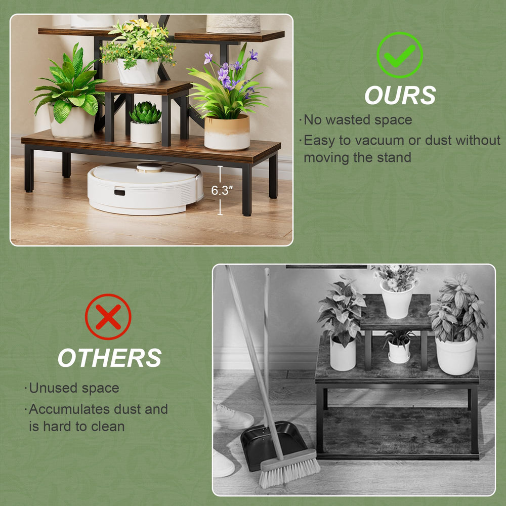 JUSTOGO shelf holding multiple pots showing space-saving plant display benefit