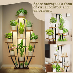 JUSTOGO plant stand staged in living room demonstrating decorative display and room transformation