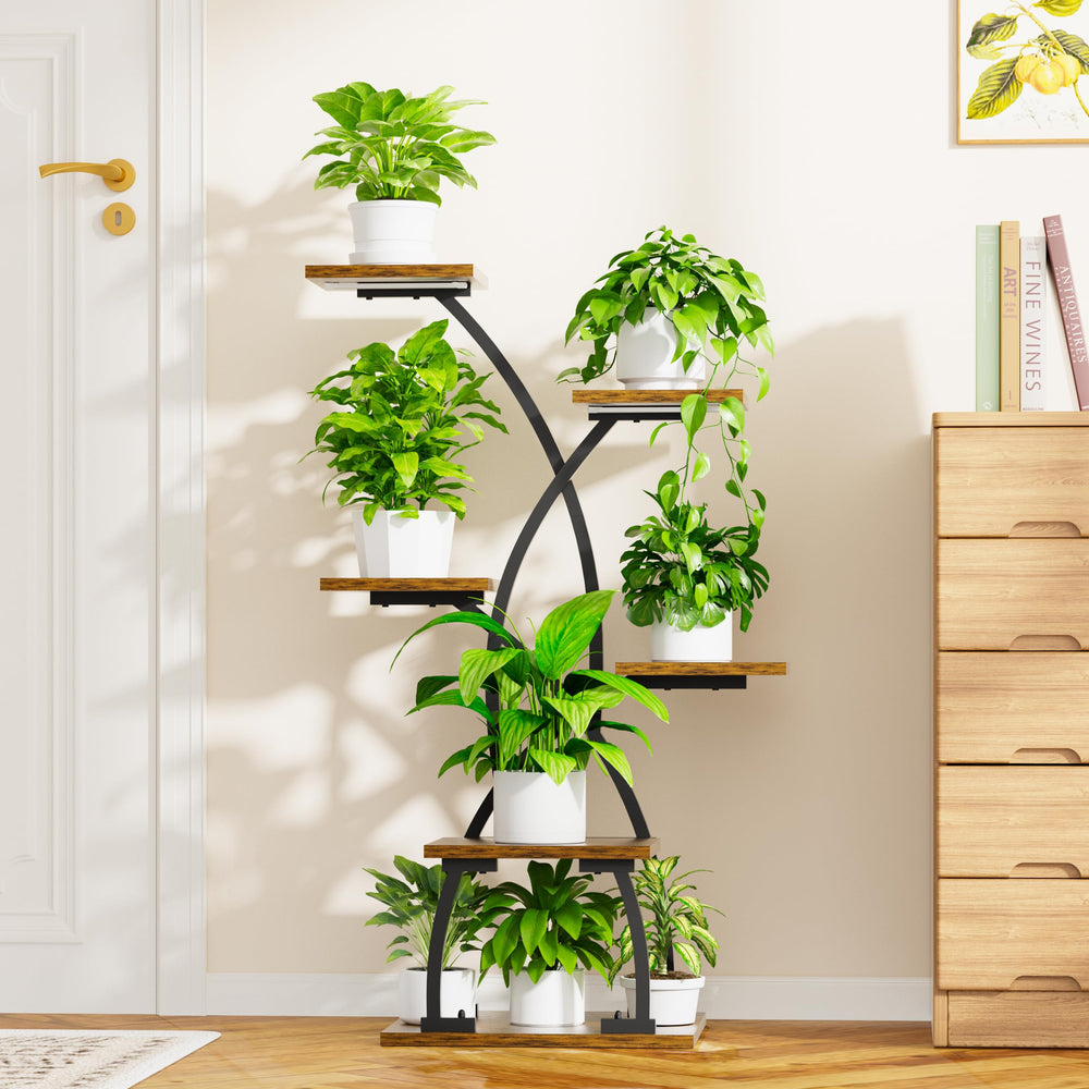 JUSTOGO plant stand staged in living room adding greenery and decor appeal