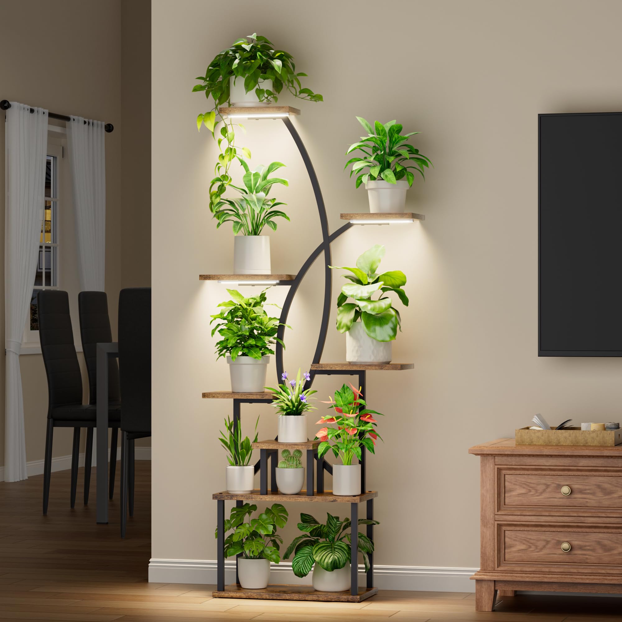 JUSTOGO potted plants on stand showing scale and multiple-pot capacity