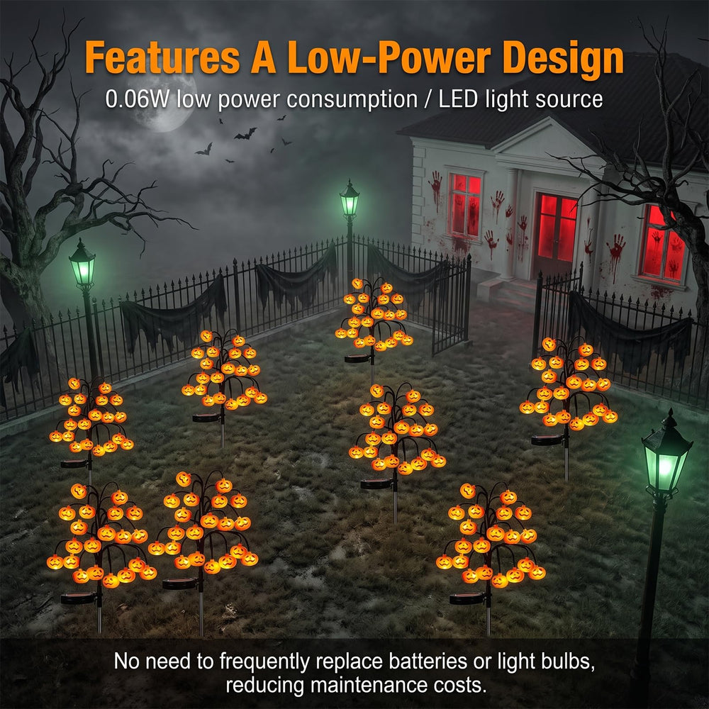 JUSTUP night pathway illumination with pumpkins lighting a walkway for safer festive nights