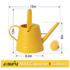 JUSUFU close-up of removable spout highlighting leak-resistant watering benefit