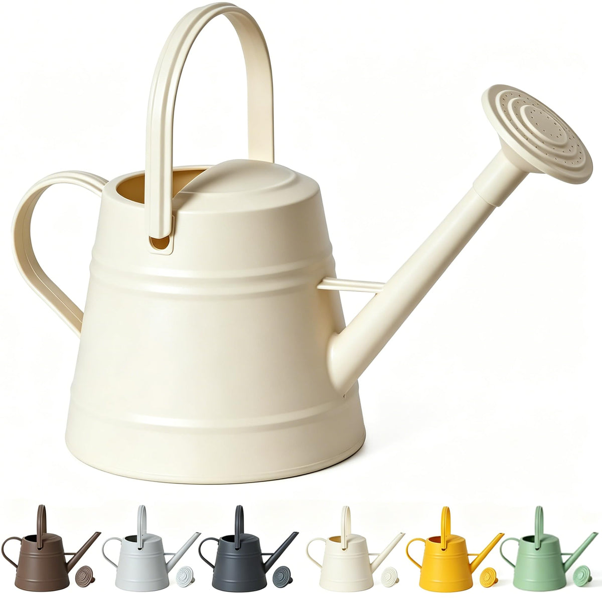 JUSUFU front view of 1-gallon watering can showing compact design and easy pouring benefit