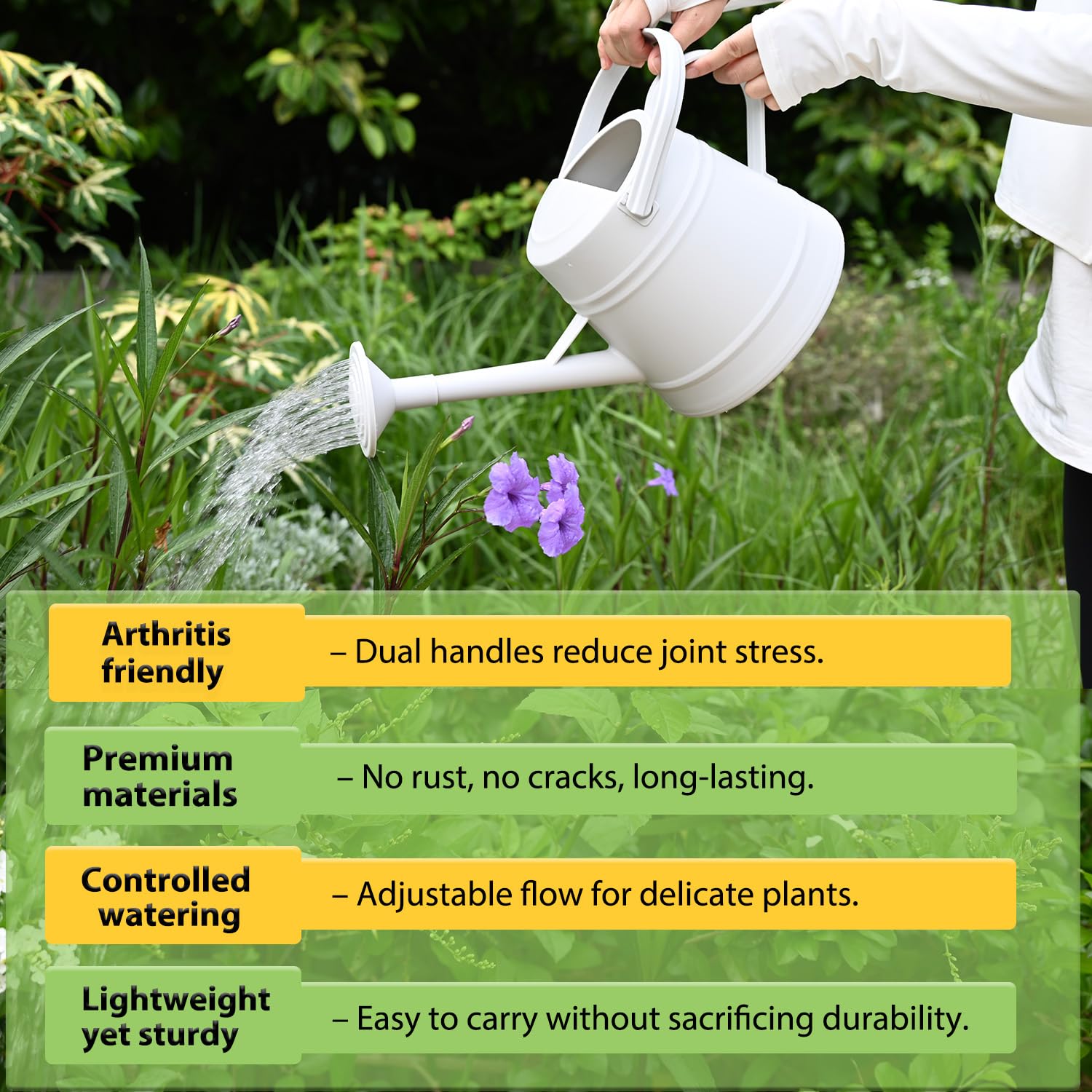 JUSUFU pouring water into potted plant showing controlled flow and less spillage
