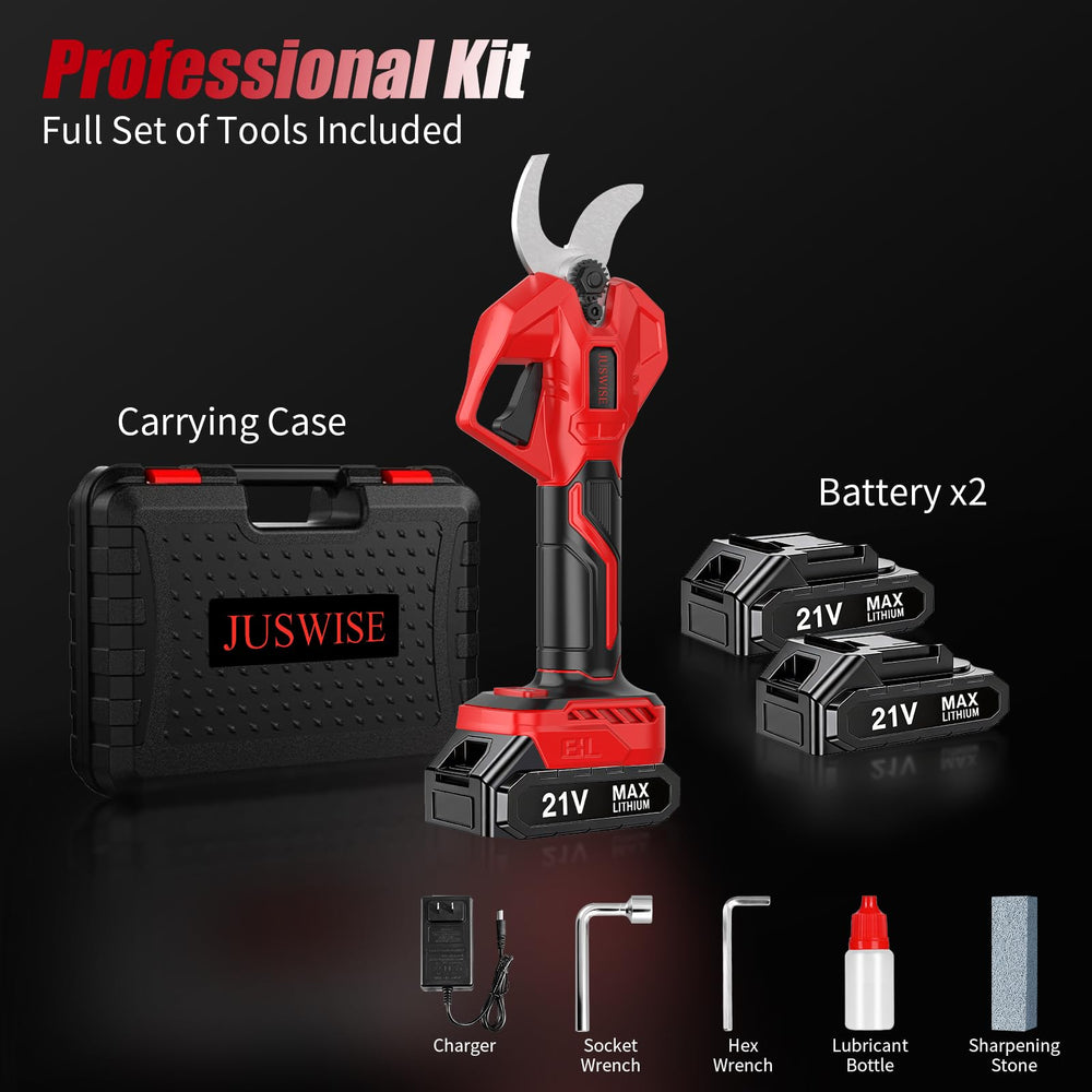 JUSWISE complete kit and case showing batteries charger and tools for portable care