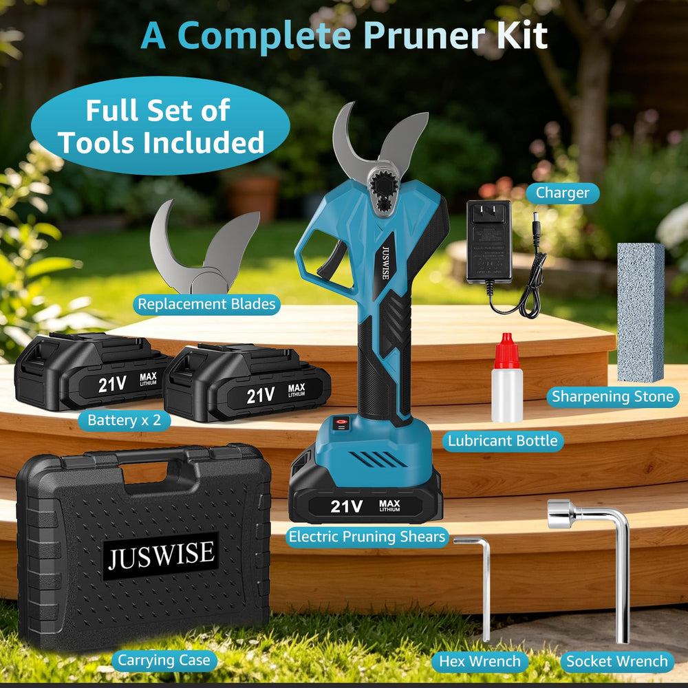 JUSWISE pruning shears in a garden setting showing improved yard maintenance benefit