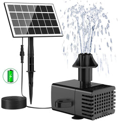 JuTai solar fountain packaged kit showing components and quick setup benefit