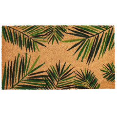 Juvale front view of tropical coir mat showing welcoming design and durable scrape