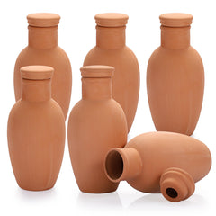 JUXYES front view of six terracotta ollas showing compact irrigation pack benefit