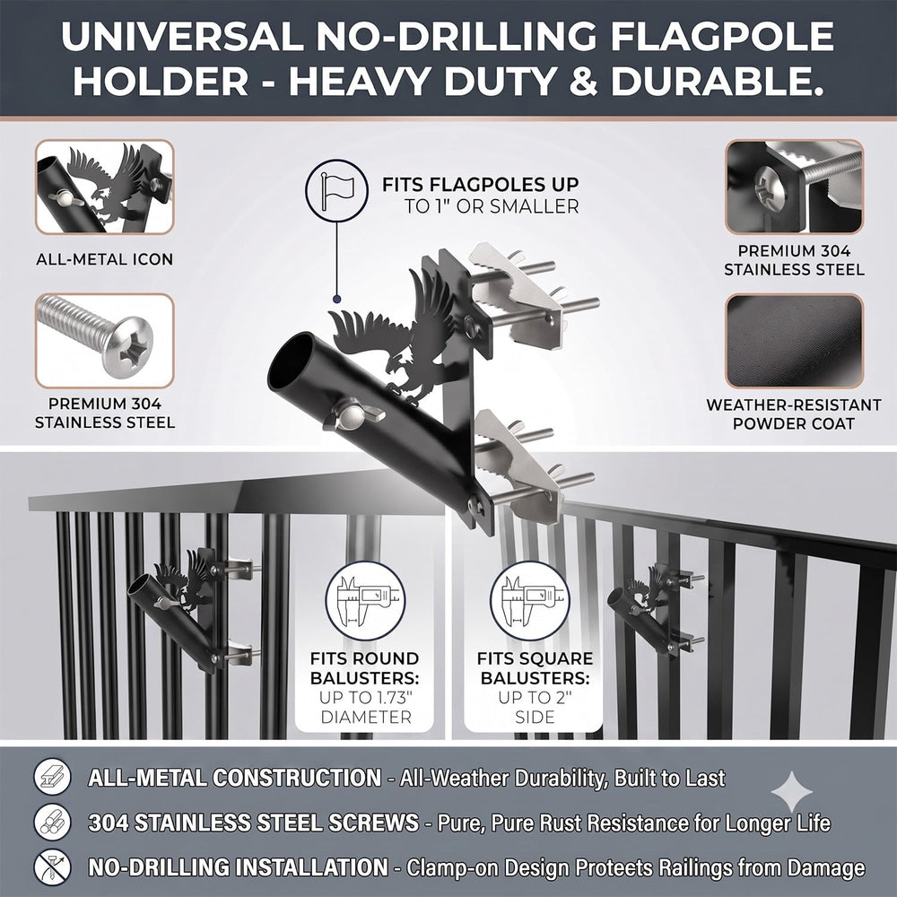 JUYEER mounted on balcony rail demonstrating quick no-drill installation