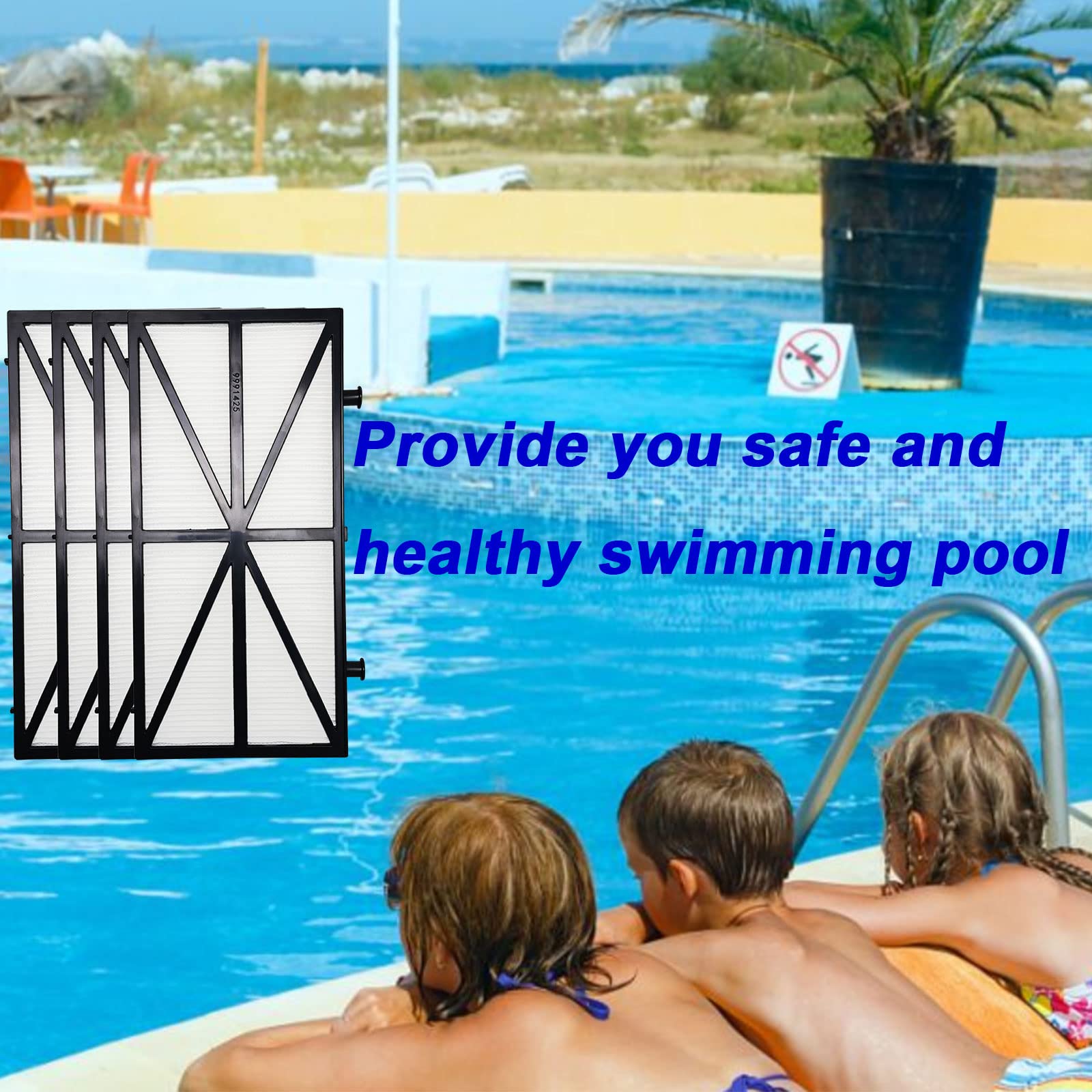 Jvfnxpm replacement filters beside pool ladder conveying improved pool cleanliness