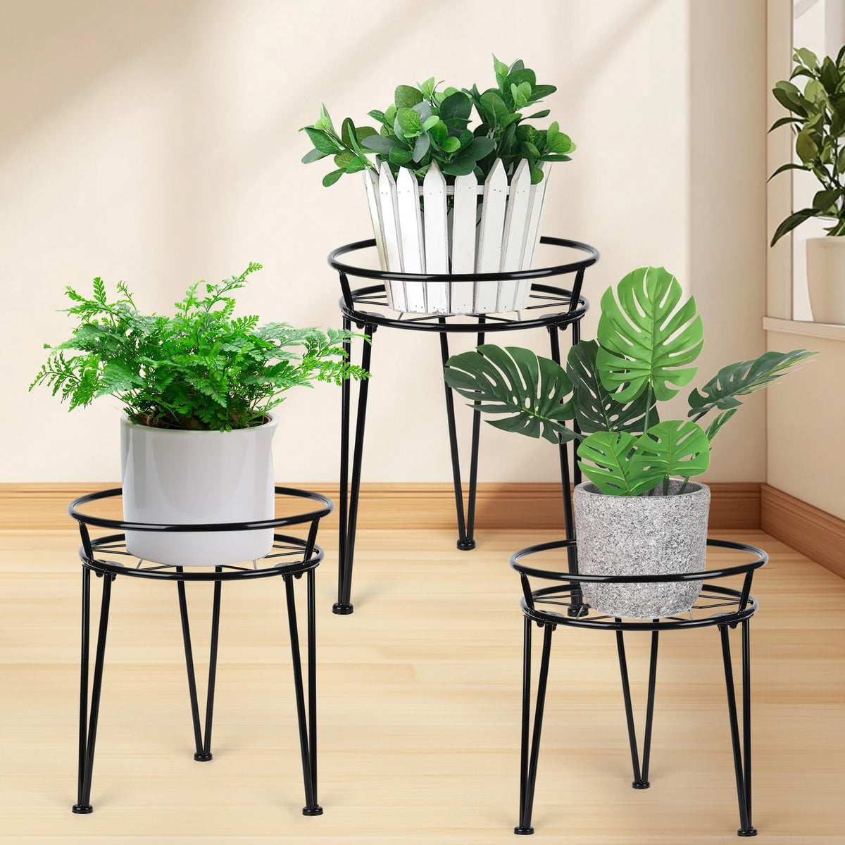 Jvtoo plant stand trio front view showing sleek display benefit