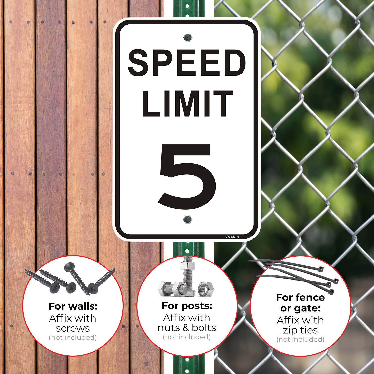 JW Signs mounted on post at driveway demonstrates easy outdoor installation