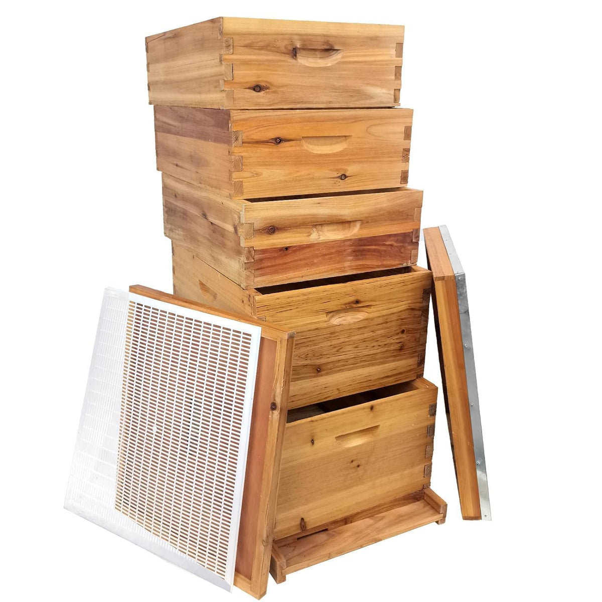 Jwevvie front view assembled hive showing modular stack and easy access