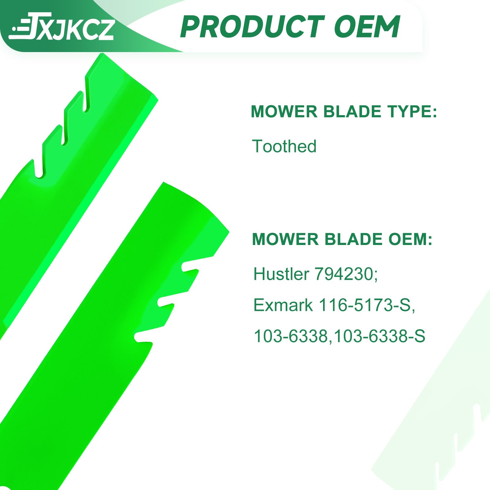 JXJKCZ blade length next to ruler illustrating true 60-inch deck fit