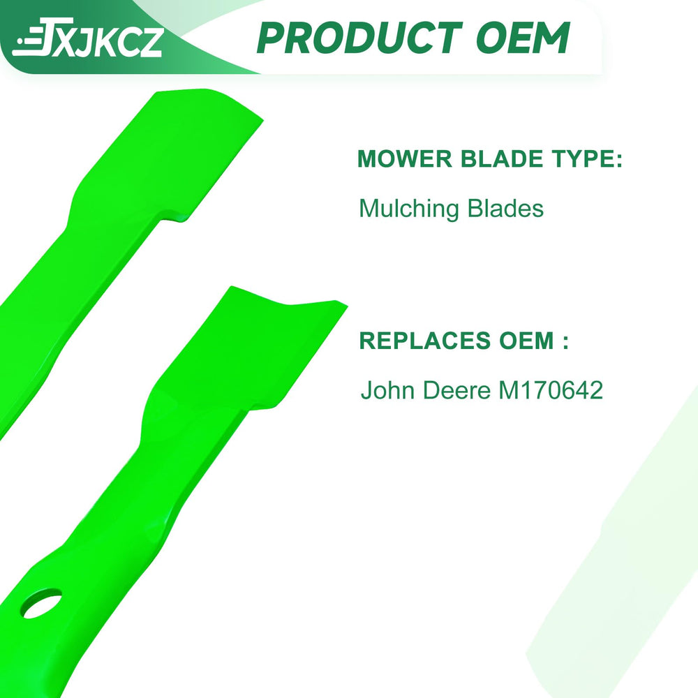 JXJKCZ blades mounted on a 42-inch deck demonstrating proper installation and balance