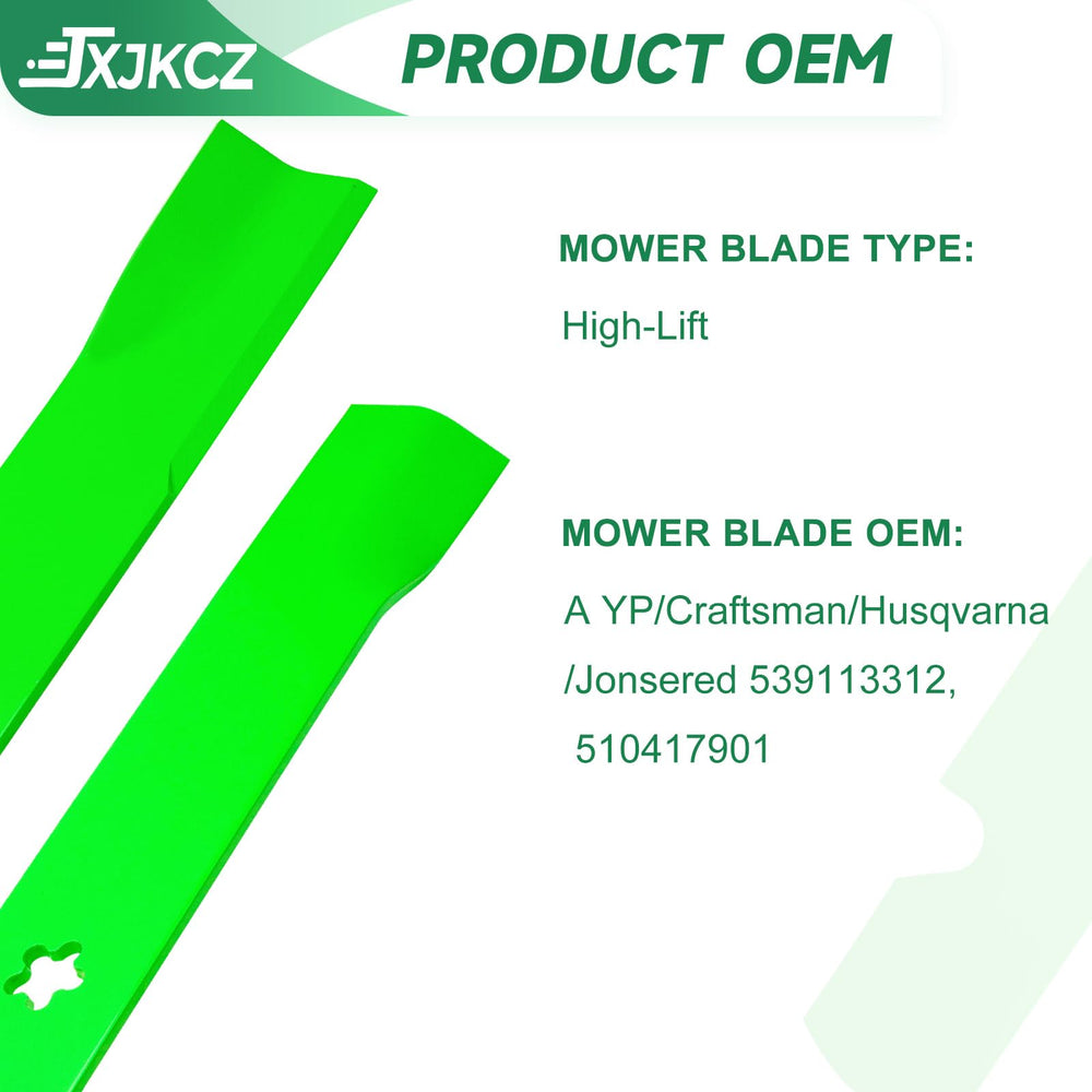 JXJKCZ blades installed on a 61-inch mower deck demonstrating correct fit and improved discharge