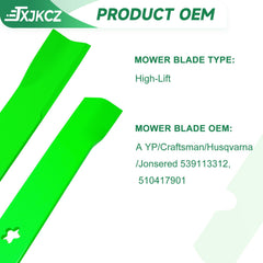JXJKCZ blades installed on a 61-inch mower deck demonstrating correct fit and improved discharge