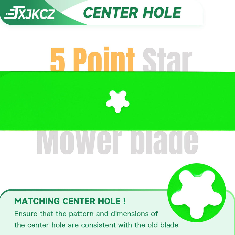 JXJKCZ five-point star center hole detail showing accurate 5/8" hub fit for secure mounting