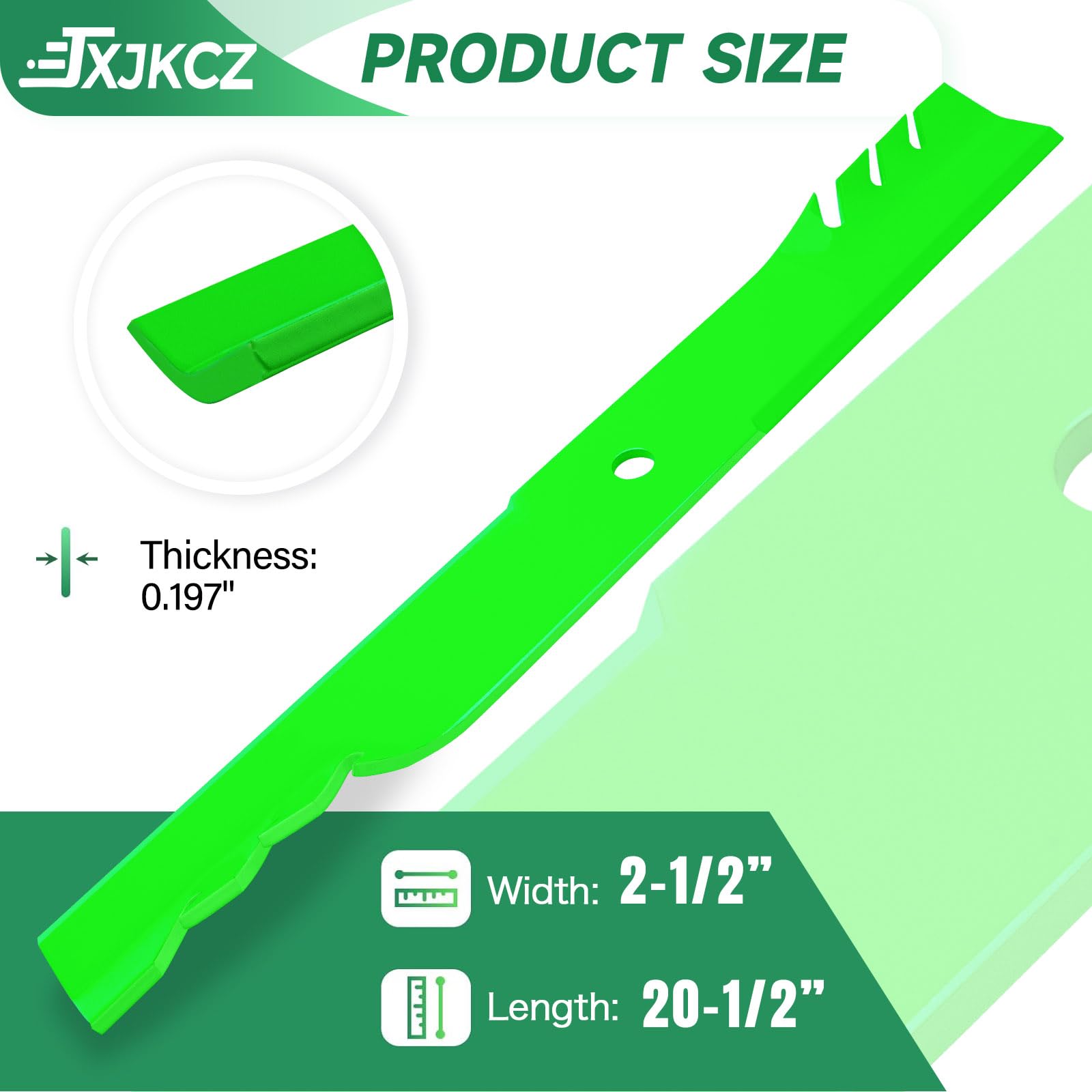 JXJKCZ close-up tooth profile demonstrating improved grass lift benefit