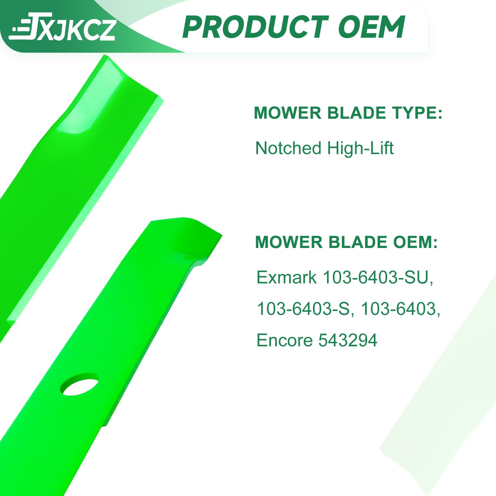 JXJKCZ blade installed on mower deck demonstrating clean grass discharge