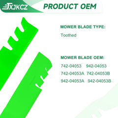 JXJKCZ blade installed on mower deck demonstrating direct replacement convenience