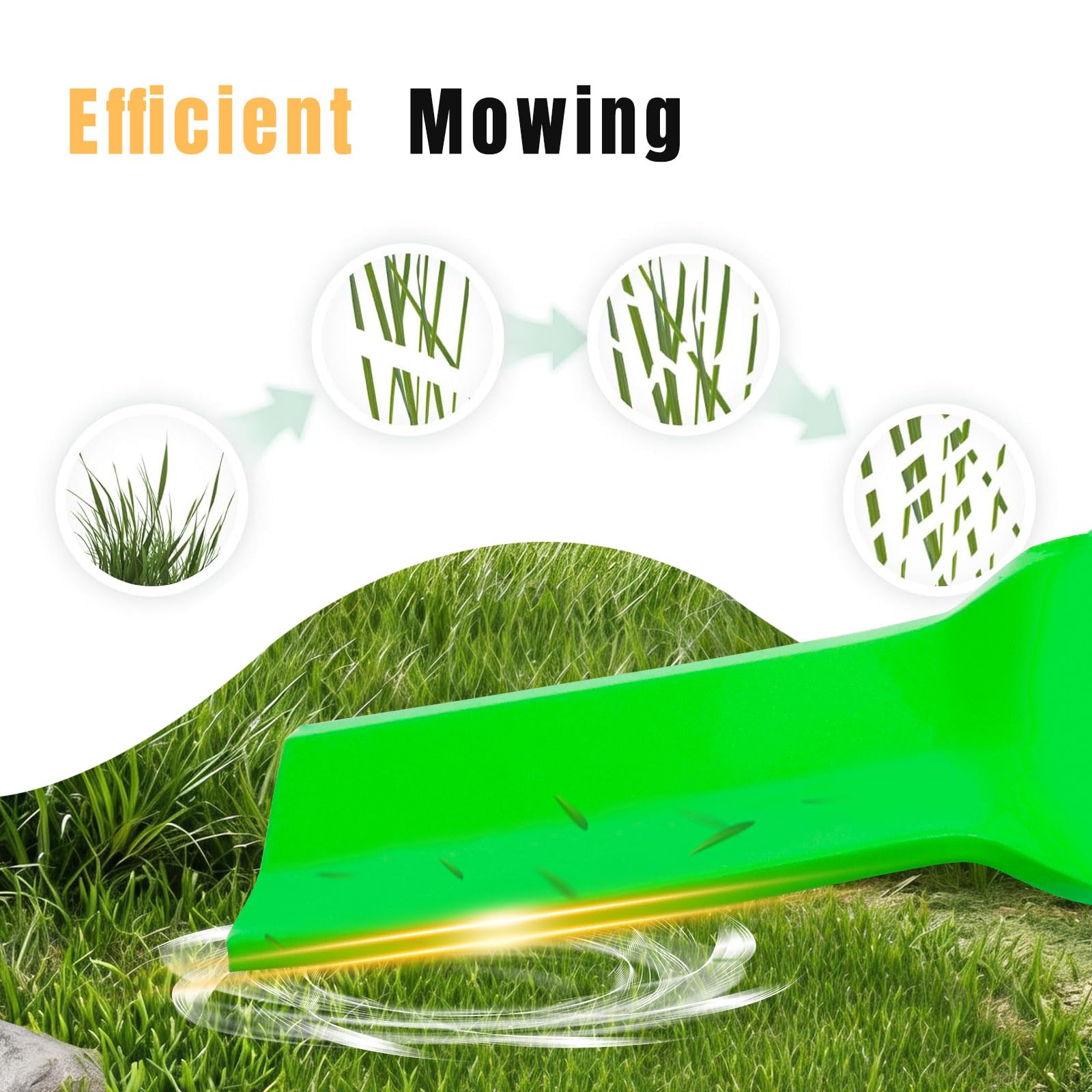 JXJKCZ blades mulching grass clippings for finer dispersal and reduced bagging