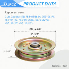 JXJKCZ idler pulley top view showing groove profile for reliable belt tracking and tension