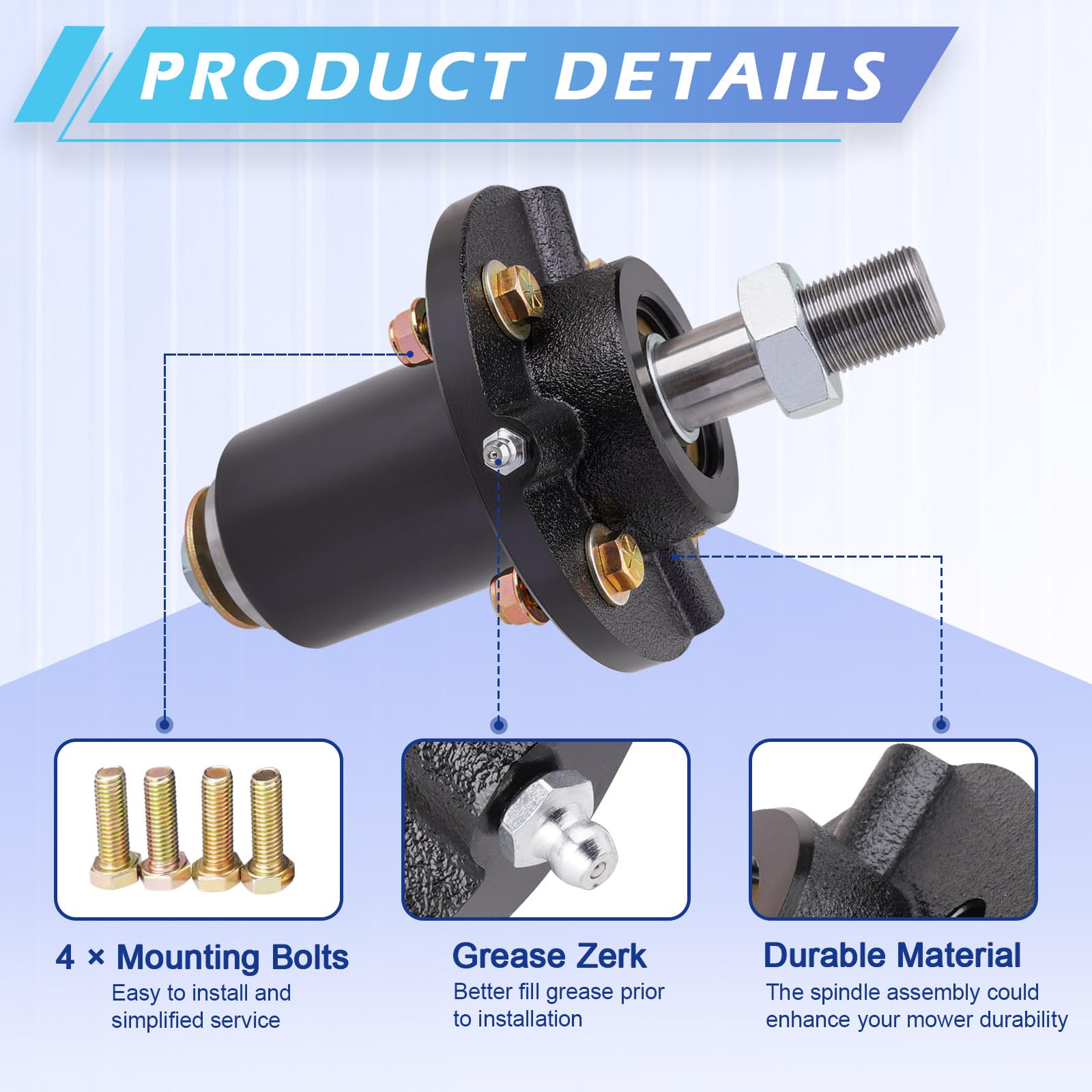 JXJKCZ spindle mounted on mower deck restoring stable blade support