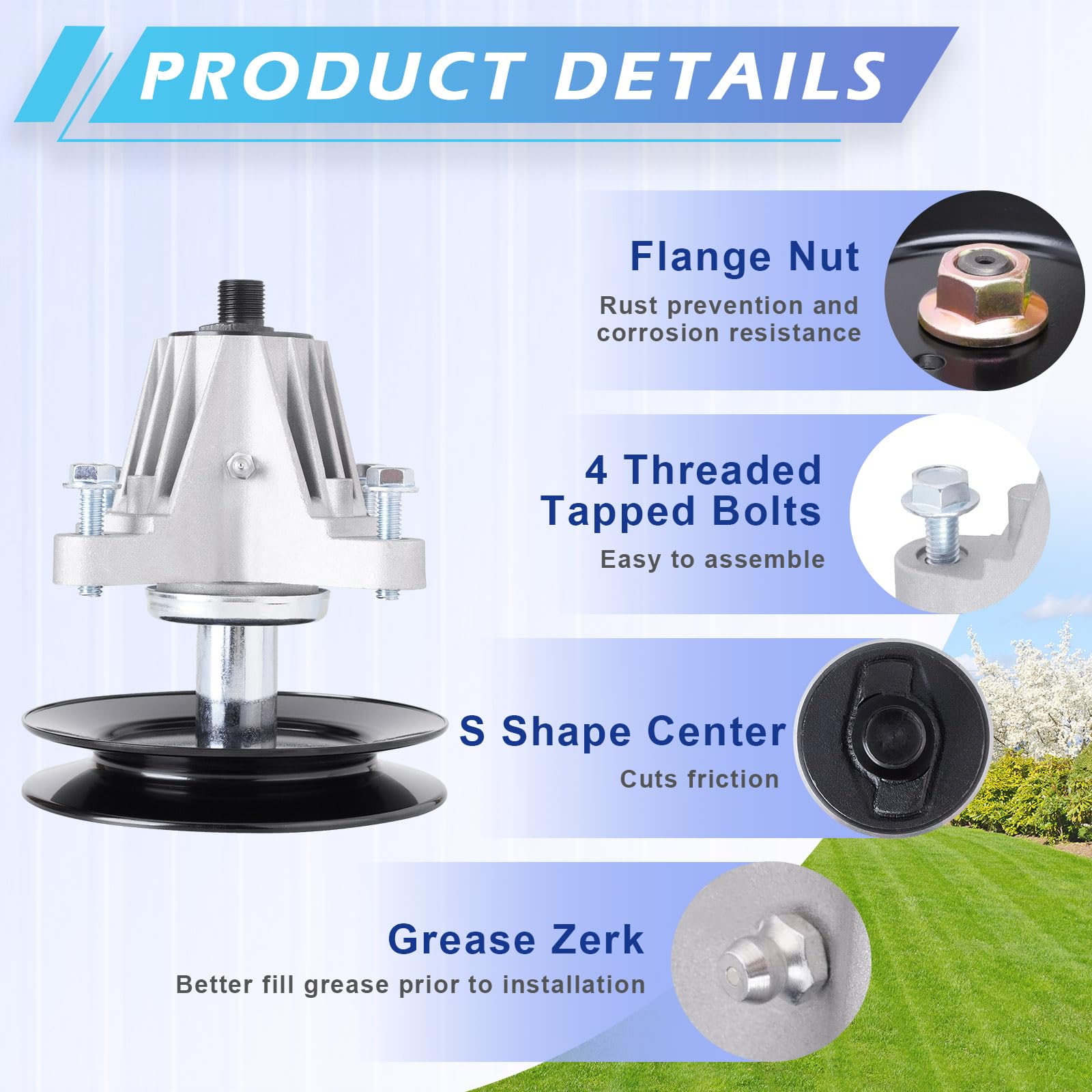 JXJKCZ spindle with blade mount demonstrating correct blade alignment benefit