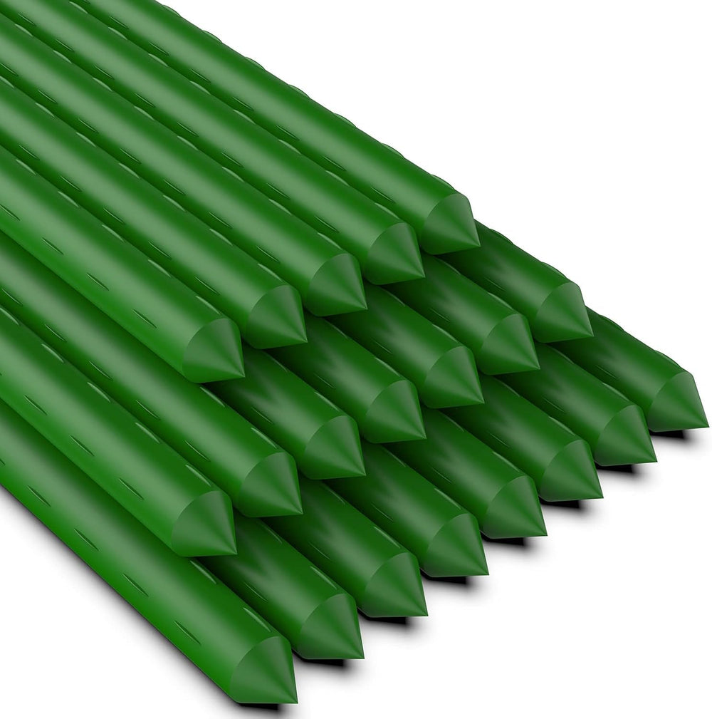 Jxrhy front view of 20 green stakes showing tidy garden-ready pack and durable support