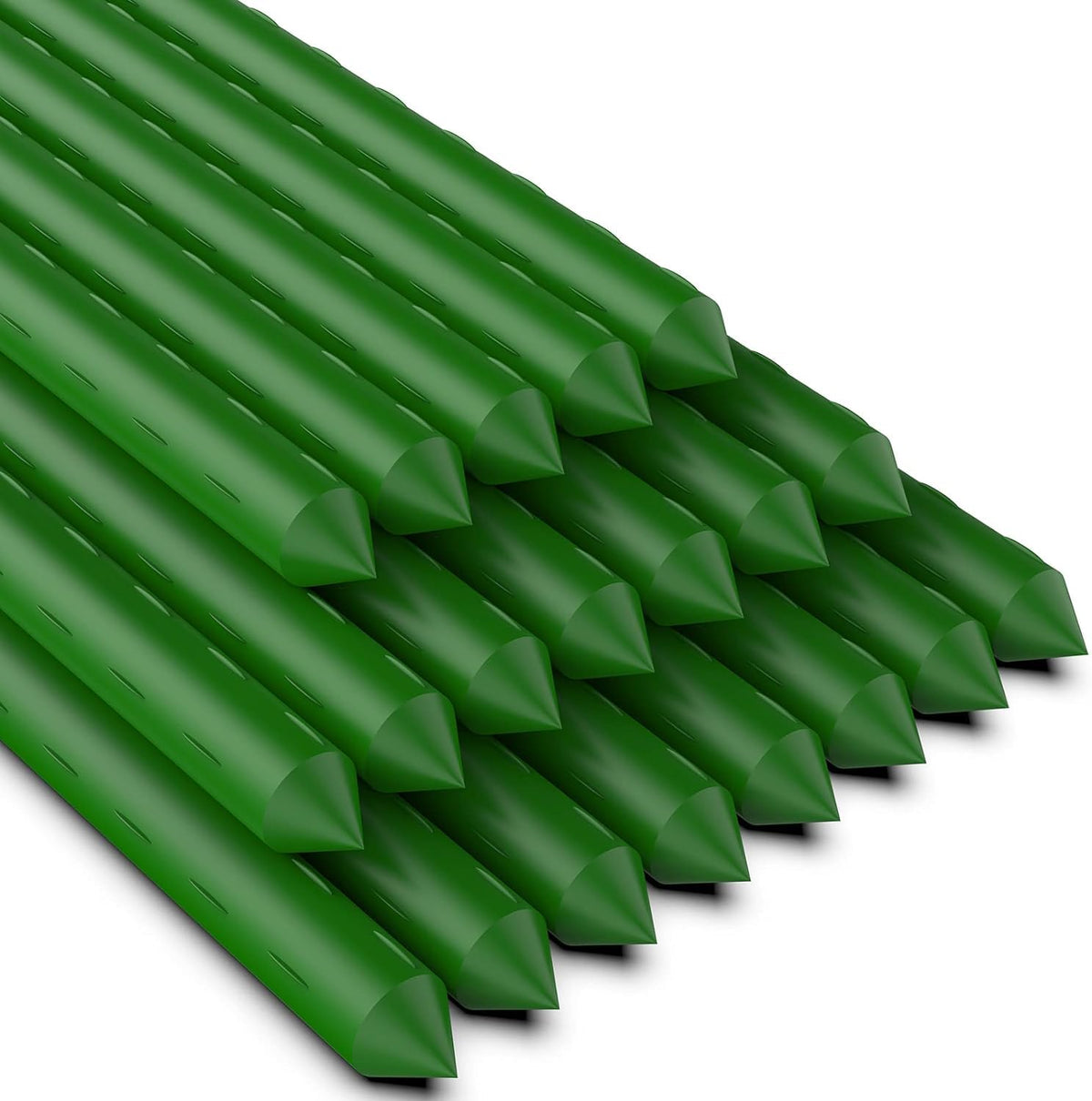 Jxrhy 20-pack front view showing green coated 6ft plant stakes for strong seasonal support