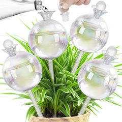 JXWENBYX front view of four-pack watering globes, convenient multi-plant care