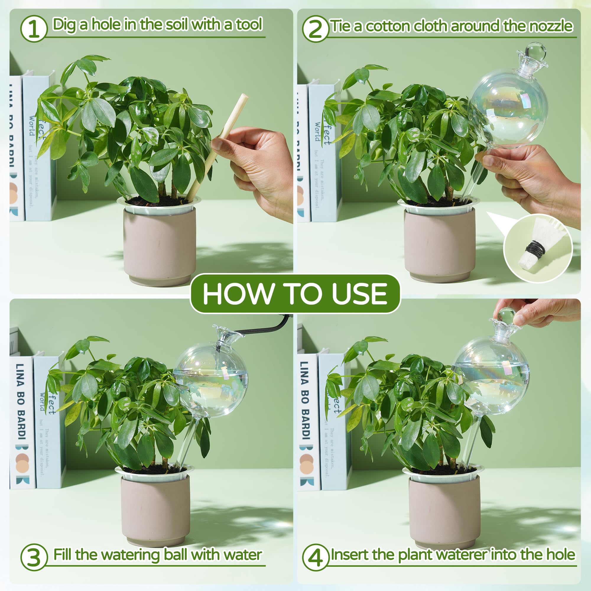 JXWENBYX globe inserted in pot demonstrating steady irrigation for plants