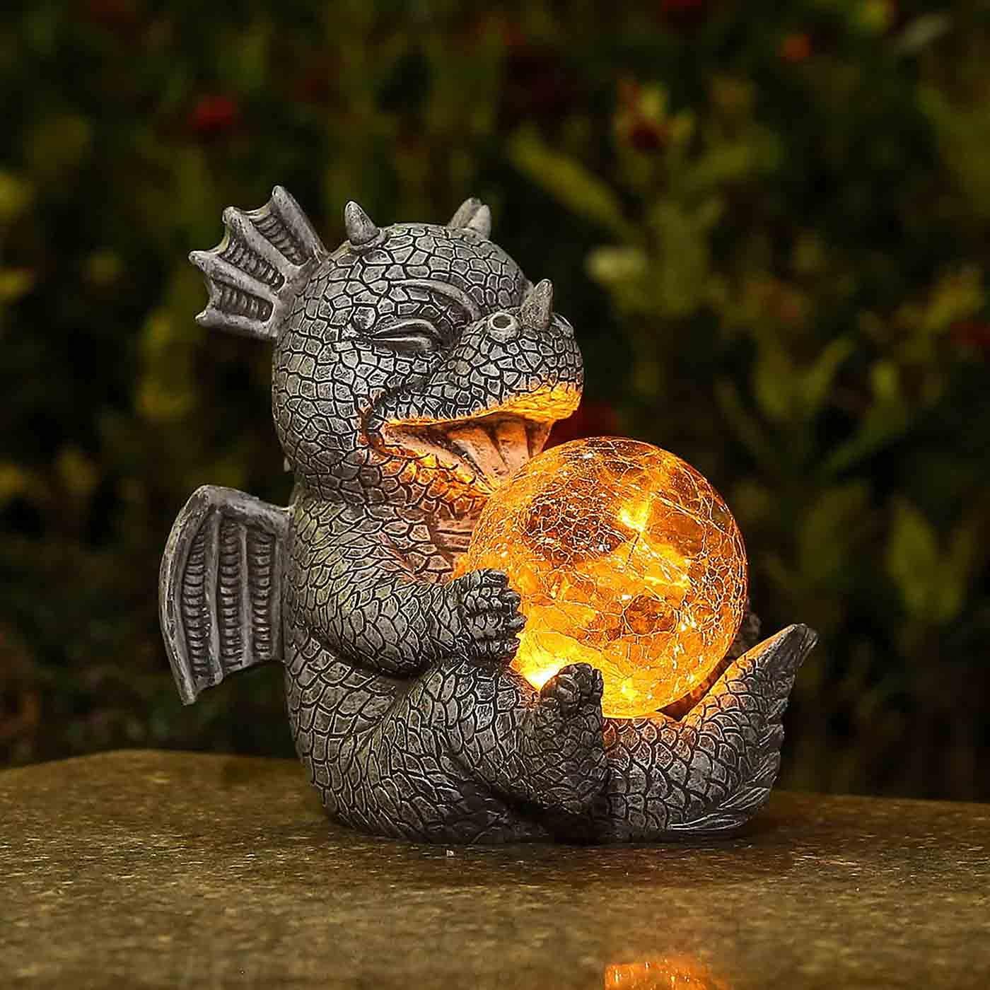 Jy.Cozy dragon front view showing glowing orb and cute pose for decorative charm
