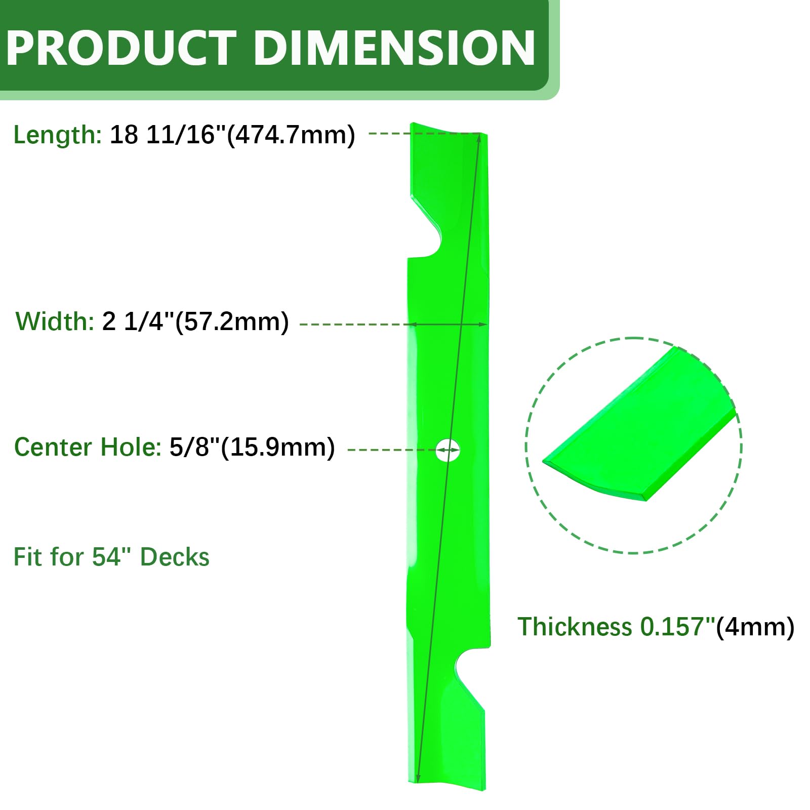 JYLEYJ blade profile close-up showing high-lift shape for cleaner cuts