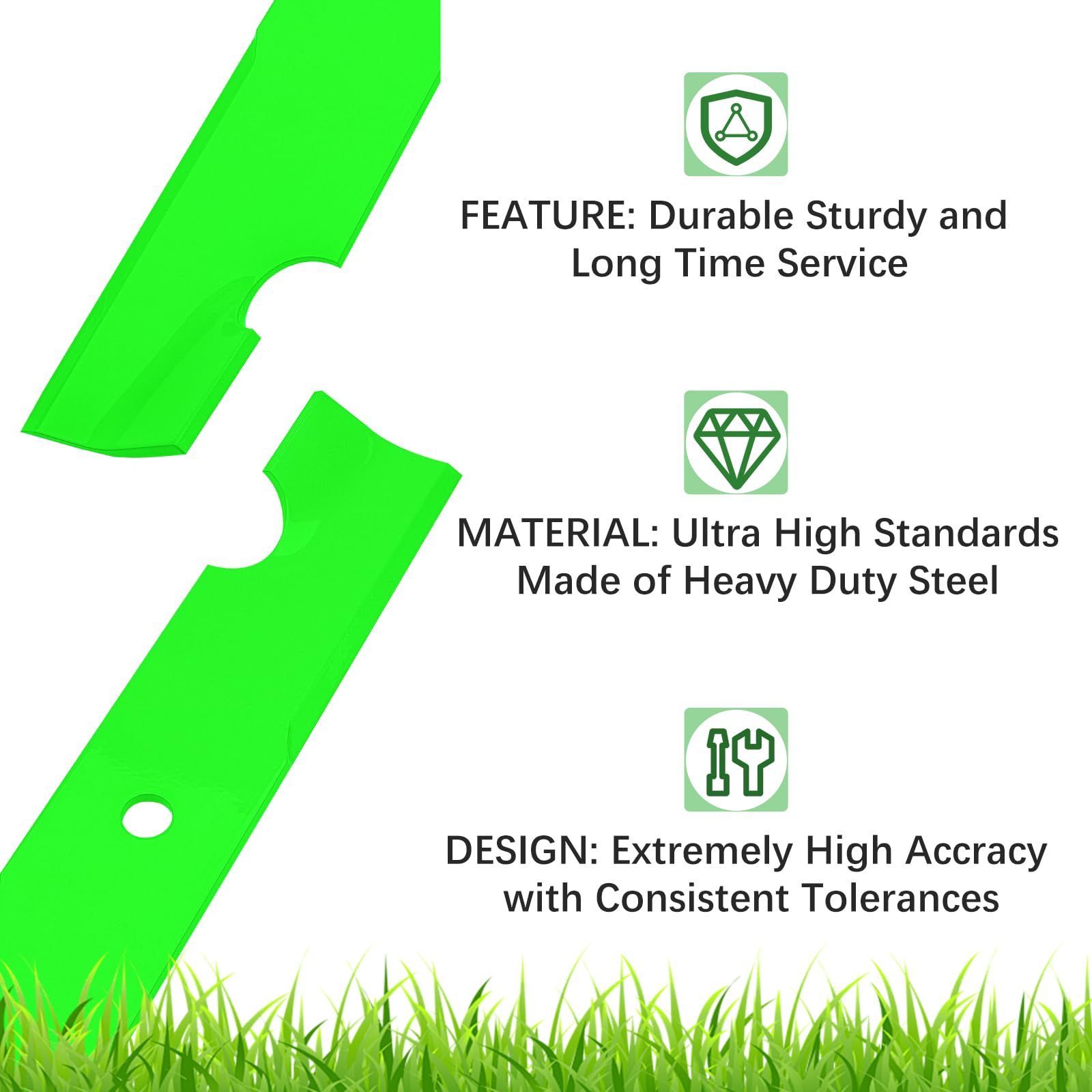 JYLEYJ blade next to ruler showing 14.5 inch length and 5/8 inch center hole for scale
