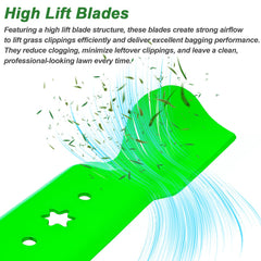 JYLEYJ blades installed on mower deck improving lift and collection