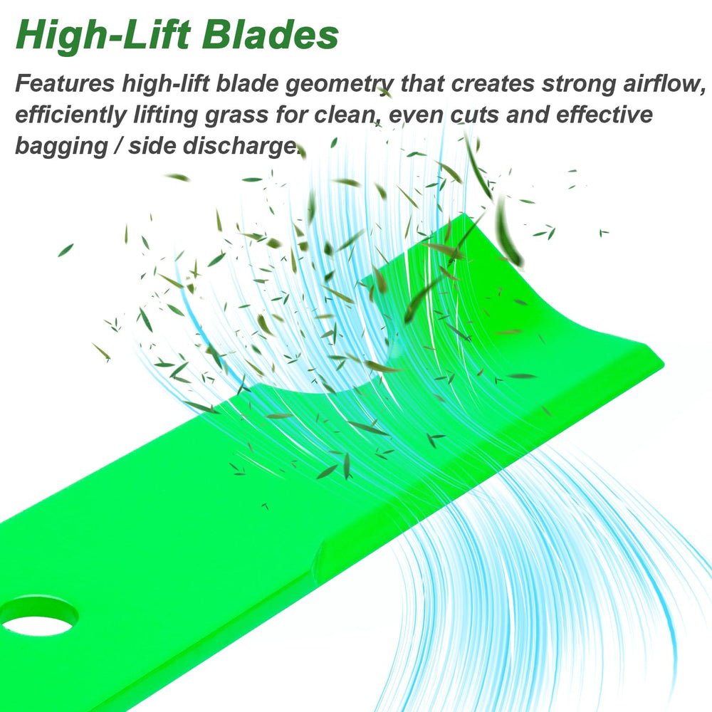 JYLEYJ blades mounted on a 48-inch deck demonstrating direct fit