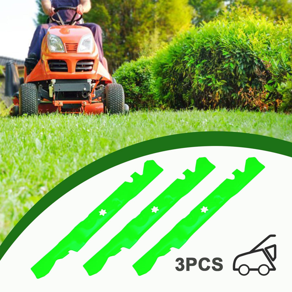 JYLEYJ blades on zero-turn mower in use producing finer clippings