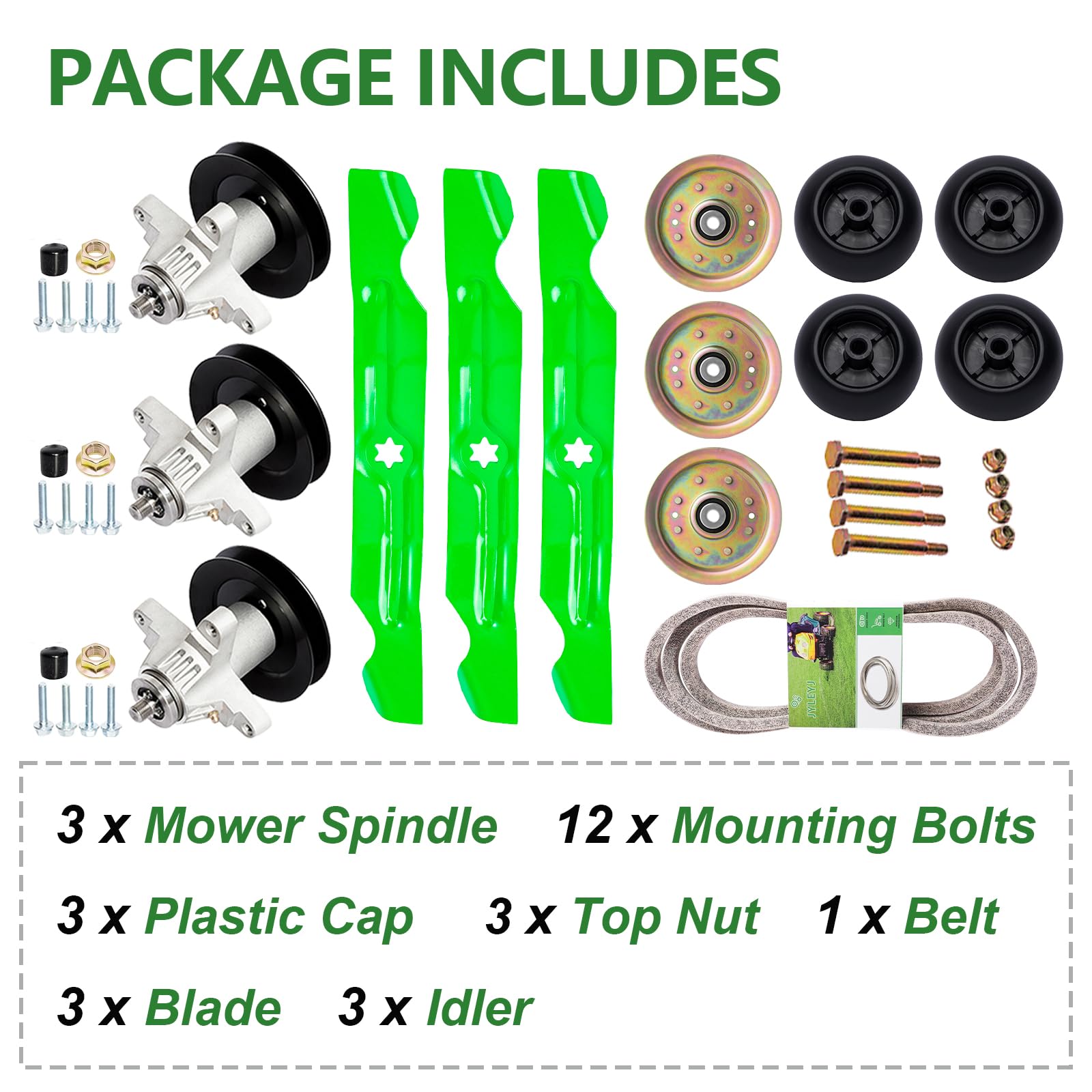 JYLEYJ kit being installed on a mower deck showing professional fitment