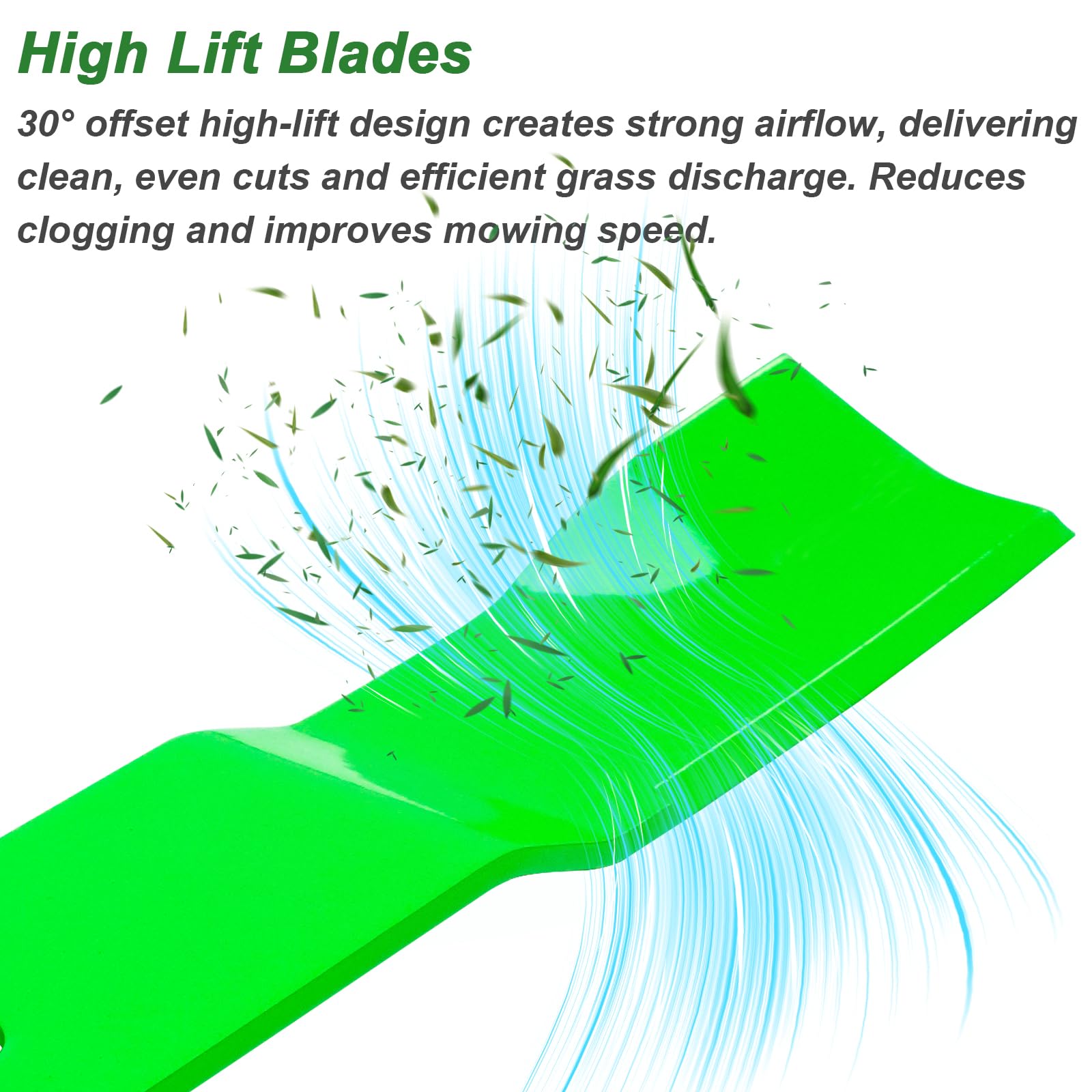 JYLEYJ blades installed on a 52-inch mower deck demonstrating correct fit