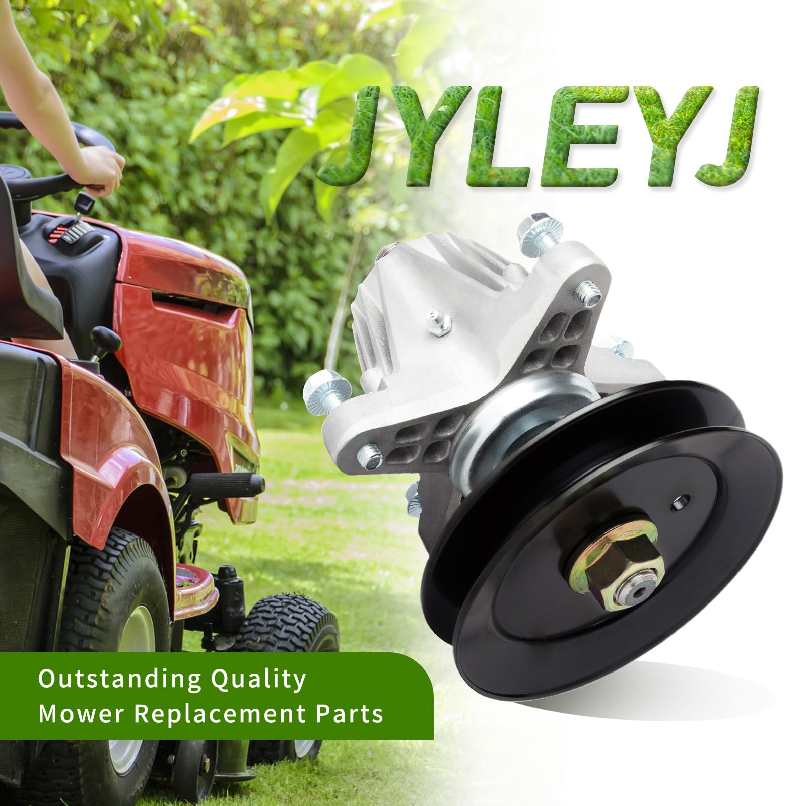 JYLEYJ mechanic installing spindle on mower deck showing ease of service benefit