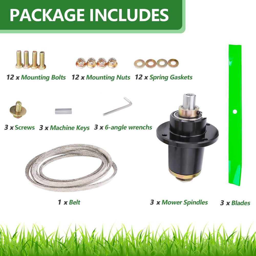 JYLEYJ components on a mower in a yard illustrating improved cut and reliable operation
