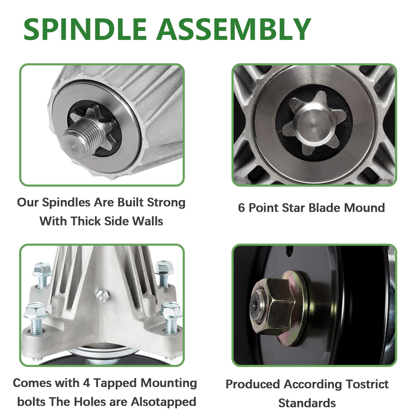 JYLEYJ spindle mounted on 50 inch deck demonstrating direct-fit benefit
