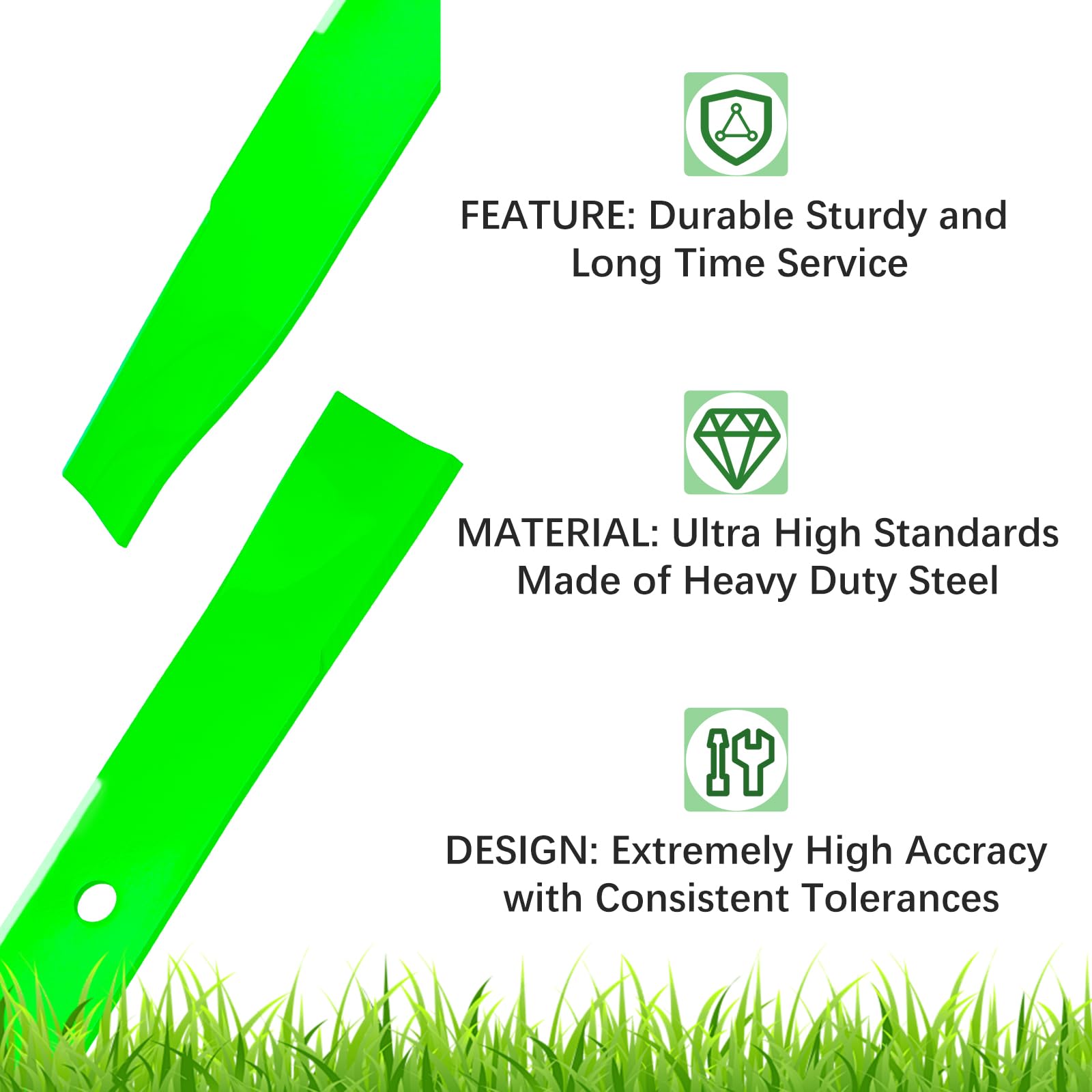 JYLEYJ blade next to ruler showing 17.5 inch length for deck compatibility